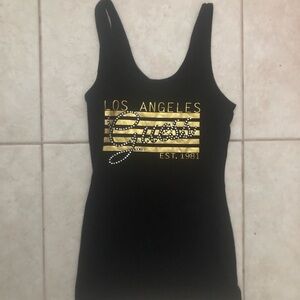 Guess Black Tank Top with Gold Logo